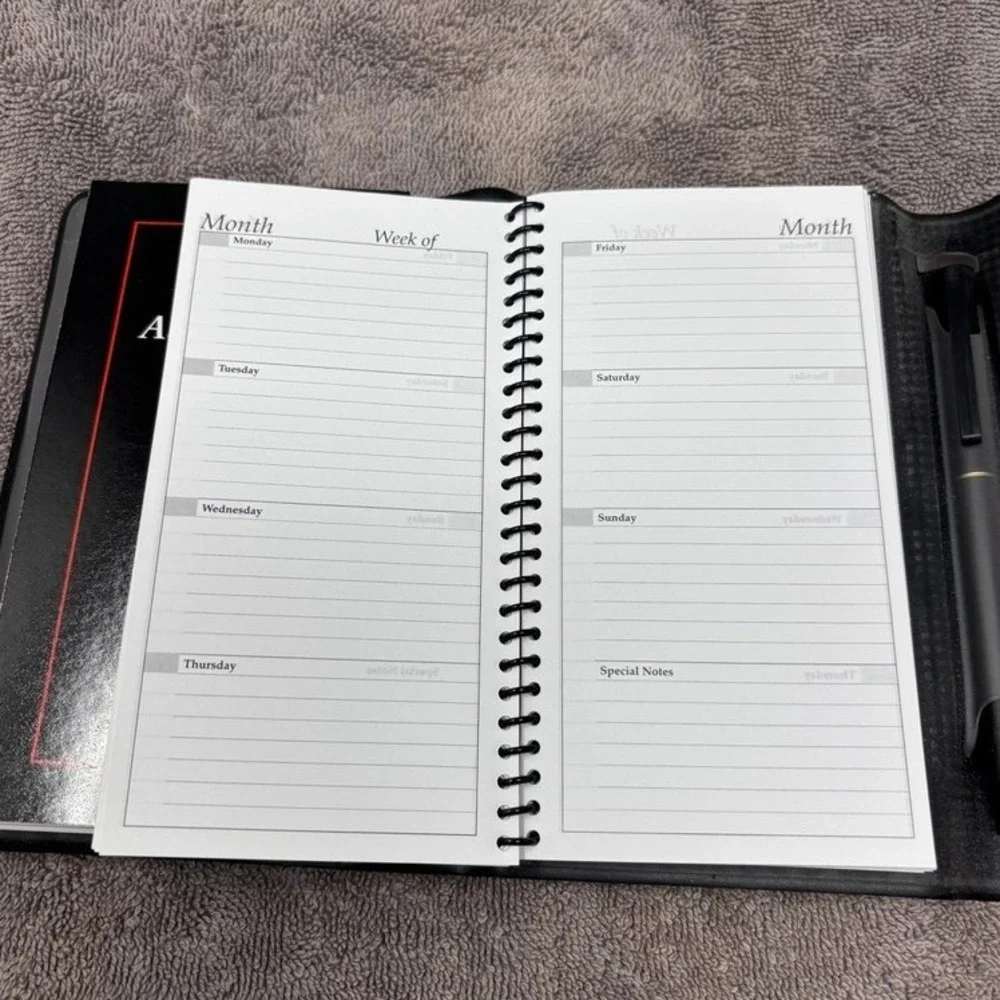 Vtg Black Celestial Moon Stars Planner Cover Organizer Agenda Binder Folio Case